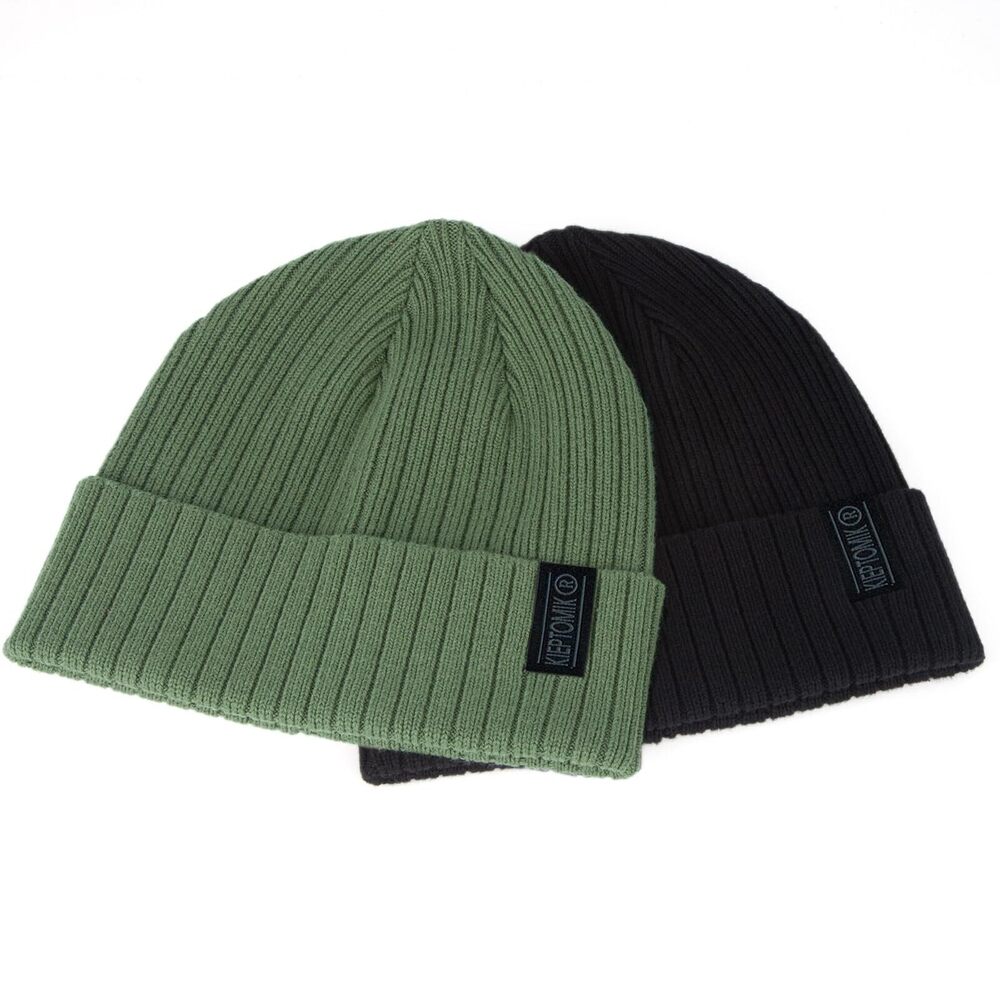 1428 2pcs Cotton Knit Beanie and ,Ribbed Cuffed Winter Toque Hats,Soft Warm